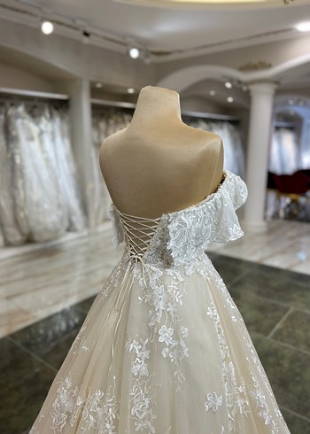 Straplez A Kesim Uzun Beyaz Gelinlik - Görsel 6