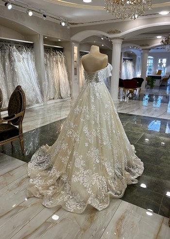 Straplez A Kesim Uzun Beyaz Gelinlik - Görsel 5