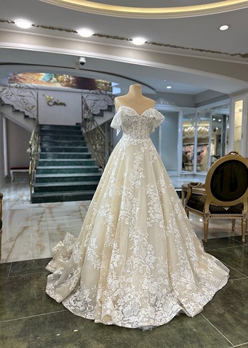 Straplez A Kesim Uzun Beyaz Gelinlik - Görsel 2