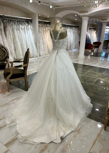 Beyaz A Kesim Geniş BedenUzun Gelinlik - Görsel 5