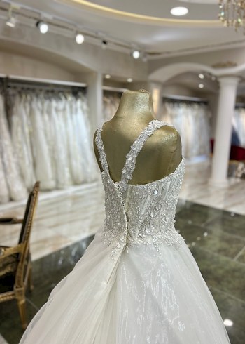 Beyaz A Kesim Geniş BedenUzun Gelinlik - Görsel 6