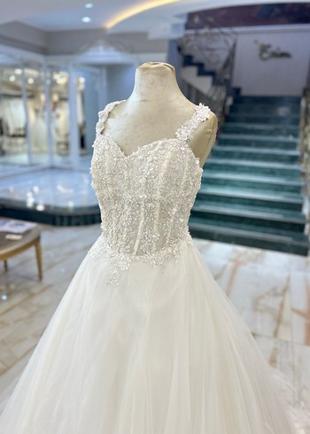 Beyaz A Kesim Geniş BedenUzun Gelinlik - Görsel 3