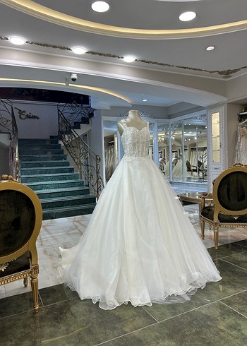 Beyaz A Kesim Geniş BedenUzun Gelinlik - Görsel 2