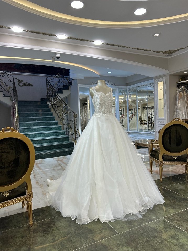 Beyaz A Kesim Geniş BedenUzun Gelinlik - Görsel 2