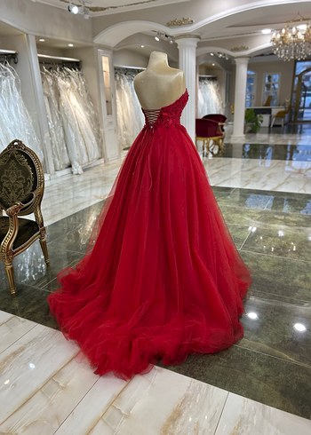 Klasik Elegan Kırmızı Straplez Kınalık - Görsel 5