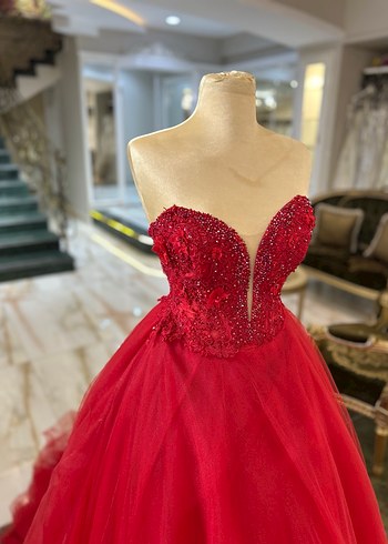 Klasik Elegan Kırmızı Straplez Kınalık - Görsel 4