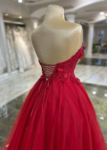 Klasik Elegan Kırmızı Straplez Kınalık - Görsel 6