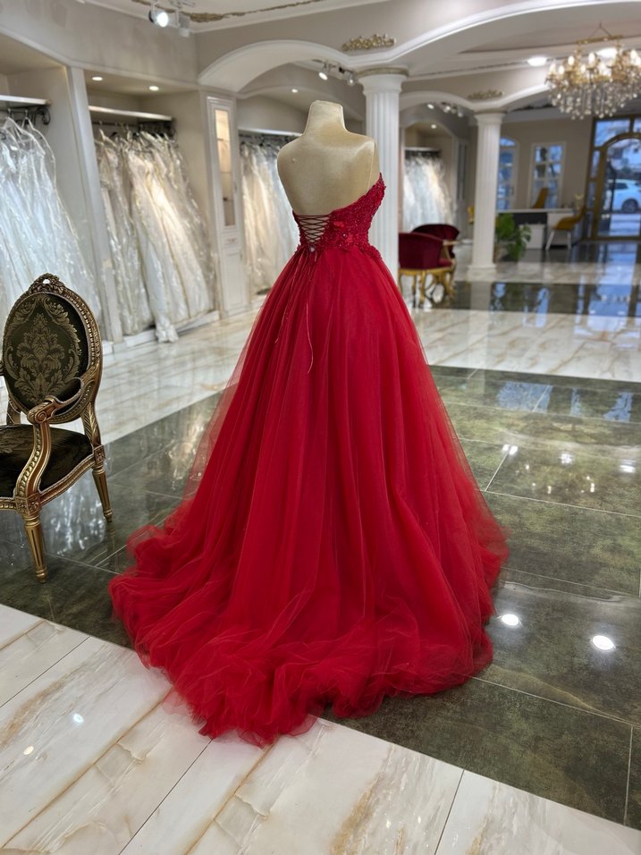 Klasik Elegan Kırmızı Straplez Kınalık - Görsel 5