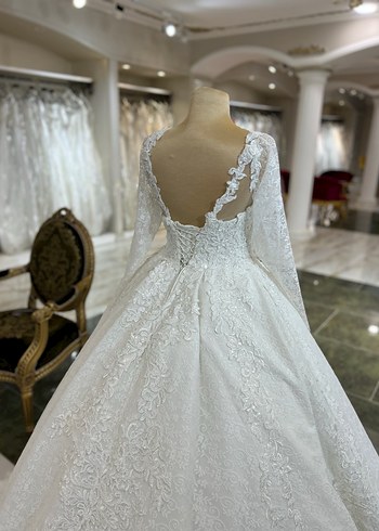 Uzun Kollu V Yaka Dubai Gelinlik - Görsel 6