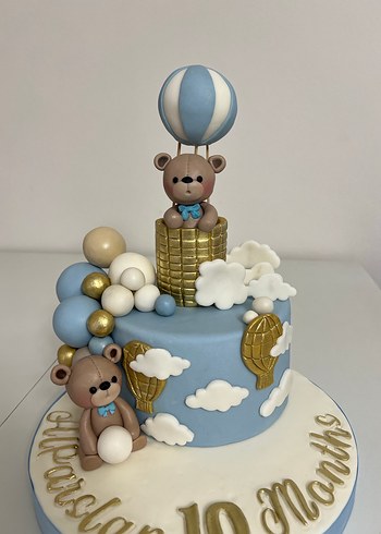 Pastel renkli oyuncak ayıcıklar ve balonlu  maket pasta - Görsel 2