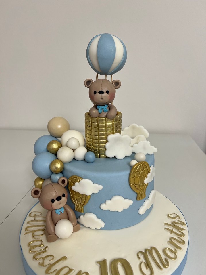 Pastel renkli oyuncak ayıcıklar ve balonlu  maket pasta - Görsel 2