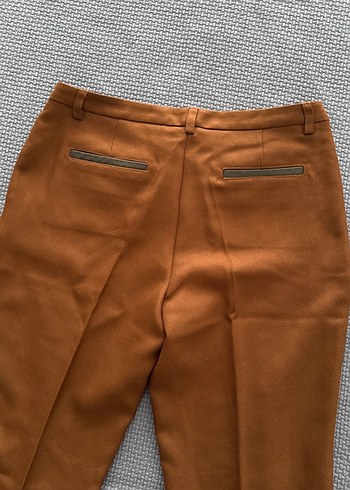 Kahverengi Kemerli Kadın Kumaş Pantolon - Görsel 4