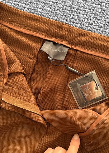 Kahverengi Kemerli Kadın Kumaş Pantolon - Görsel 3