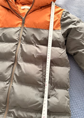 Kapüşonlu Gri Turuncu Erkek Çocuk Mont - Görsel 3