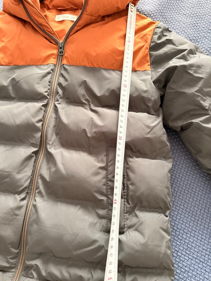 Kapüşonlu Gri Turuncu Erkek Çocuk Mont - Görsel 3