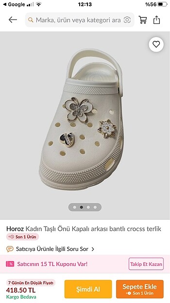 CROCS CROSS taşlı terlik
