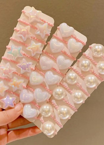 Pembe Elastik Çocuk Saç Tokaları Seti - Görsel 3