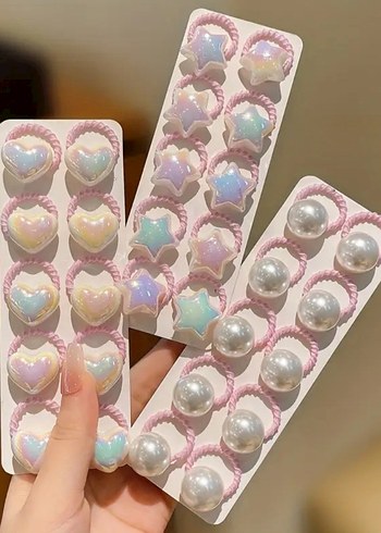 Pembe Elastik Çocuk Saç Tokaları Seti - Görsel 6