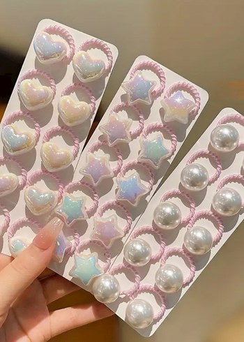 Pembe Elastik Çocuk Saç Tokaları Seti - Görsel 2