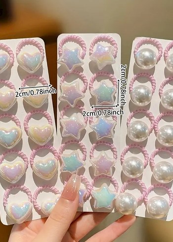 Pembe Elastik Çocuk Saç Tokaları Seti - Görsel 5