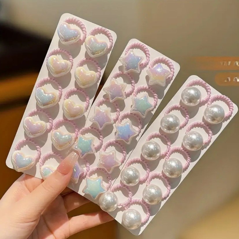 Pembe Elastik Çocuk Saç Tokaları Seti - Görsel 2