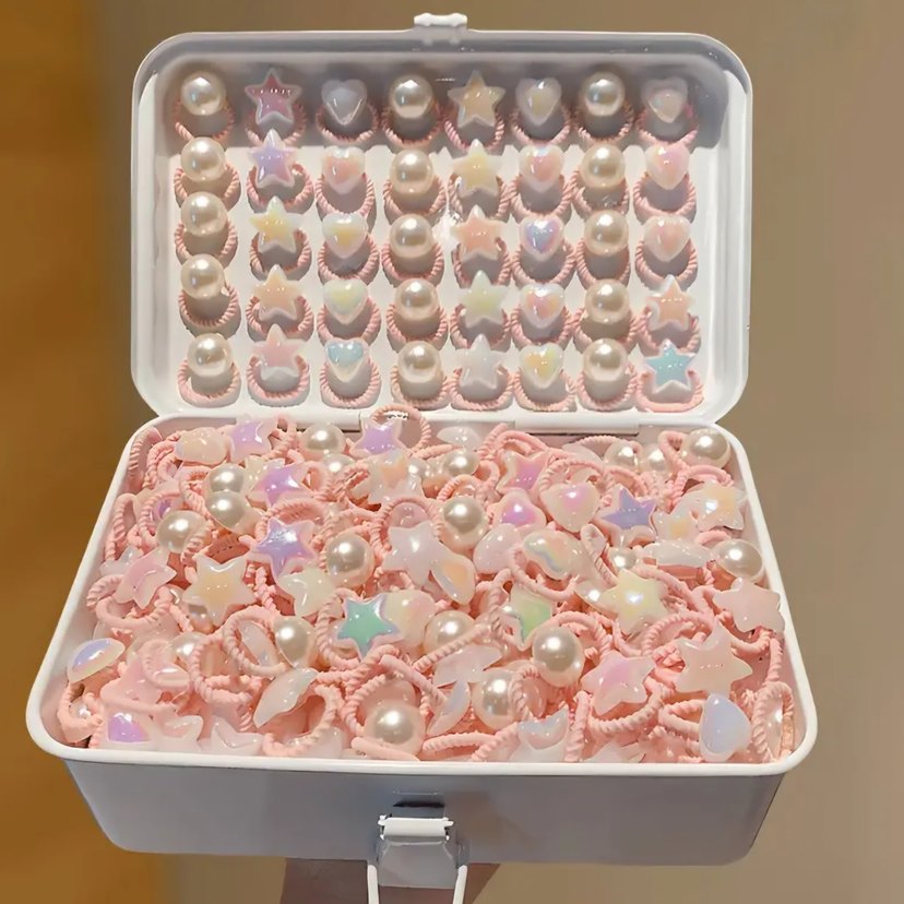 Pembe Elastik Çocuk Saç Tokaları Seti - Görsel 4