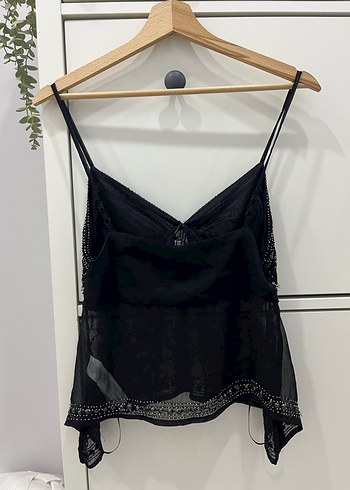 Stradivarius İşlemeli Siyah Askılı Mini Top - Görsel 4