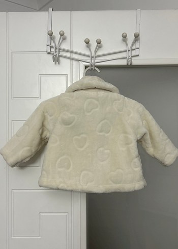 Kız Çocuk Beyaz Kürklü Mont Bebek Peluş Ceket - Görsel 3
