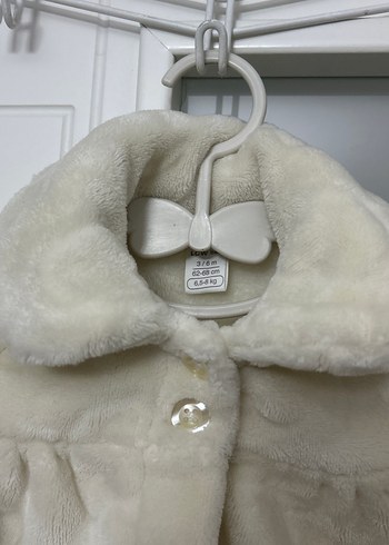 Kız Çocuk Beyaz Kürklü Mont Bebek Peluş Ceket - Görsel 2