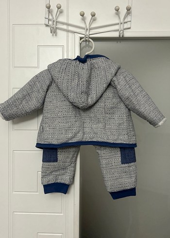 Bebetto Kürklü Kapüşonlu Erkek Bebek Pantolon Ceket Takım - Görsel 5