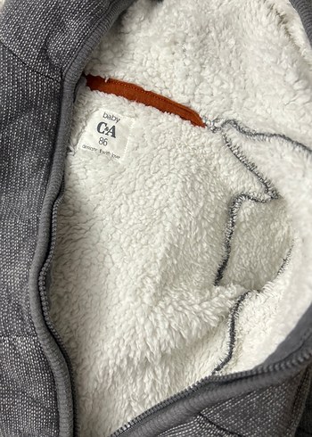 Baby C&A Kapüşonlu Kürklü Gri Erkek Çocuk Sweatshirt Bebek Hırka - Görsel 5