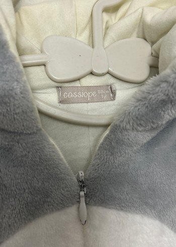 Gri Kürklü Erkek Bebek Tulumu Peluş Bebek Tulumu Kapüşonlu - Görsel 3