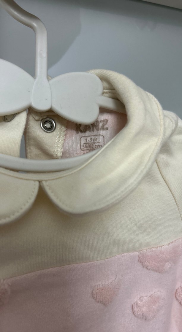Kanz Pembe Şapkalı Kalpli Kız Bebek Tulum - Görsel 4