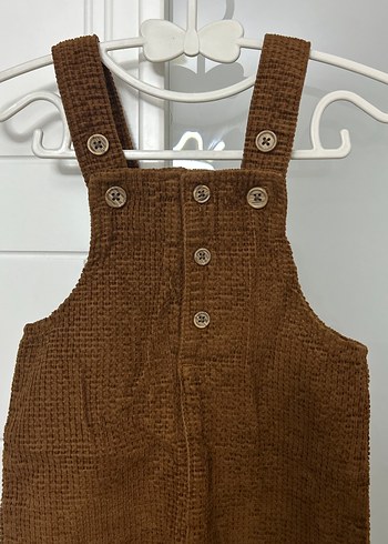 Erkek Çocuk Kahverengi Düğmeli Triko Tulum Bebek Salopet - Görsel 2