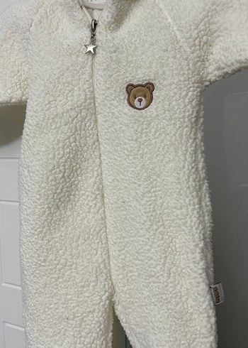 Beyaz Kürklü Bebek Tulumu Krem Peluş Bebek Tulumu - Görsel 2