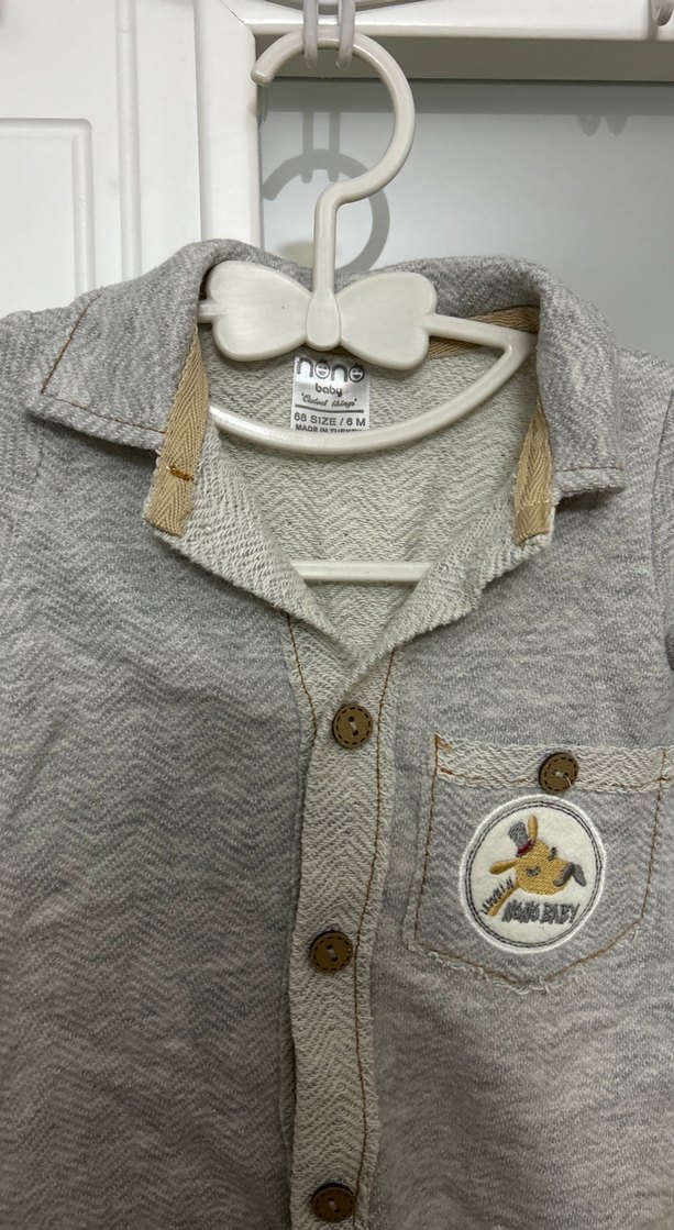 Gri Uzun Kollu Bebek Tulum - Görsel 2