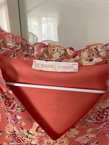 38 Beden Lcw Classic Çiçekli Uzun Kollu Şifon Elbise Hamile Elbise Tül El
