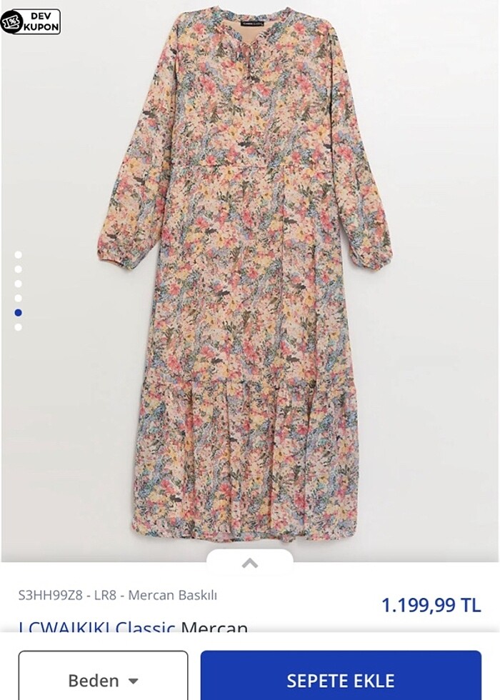 Lcw Classic Çiçekli Uzun Kollu Şifon Elbise Hamile Elbise Tül El - Görsel 5