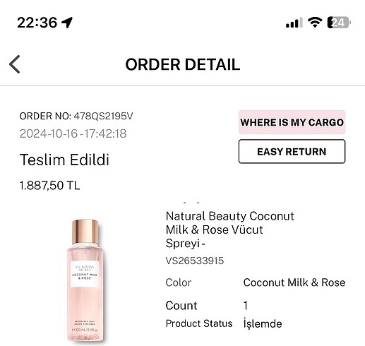 Beden Renk Victoria Secret vucut spreyi