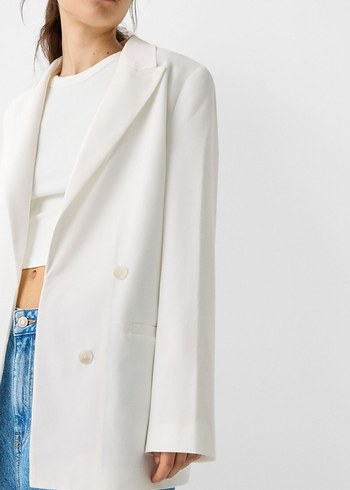 m Beden dökümlü slim fit kruvaze blazer ceket