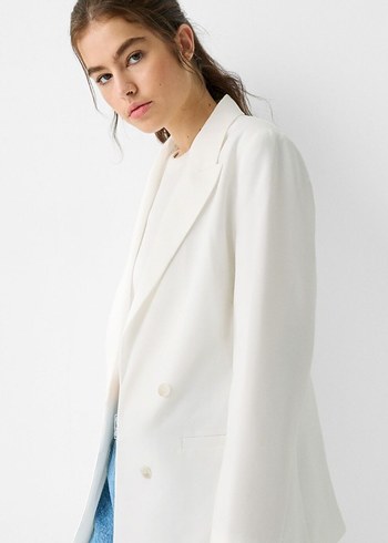 dökümlü slim fit kruvaze blazer ceket