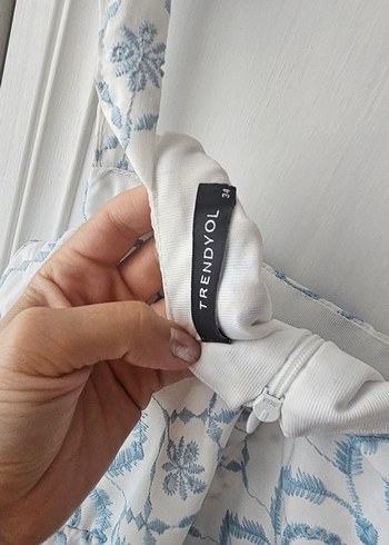 Mavi Gri Bohem Mini Elbise - Görsel 5