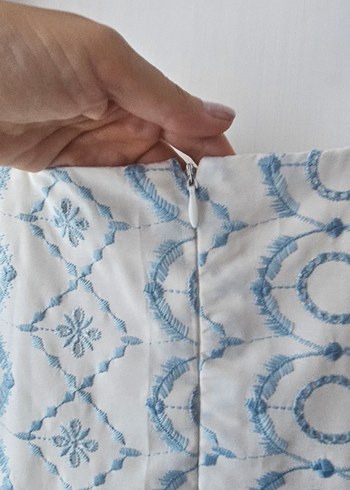 Mavi Gri Bohem Mini Elbise - Görsel 6