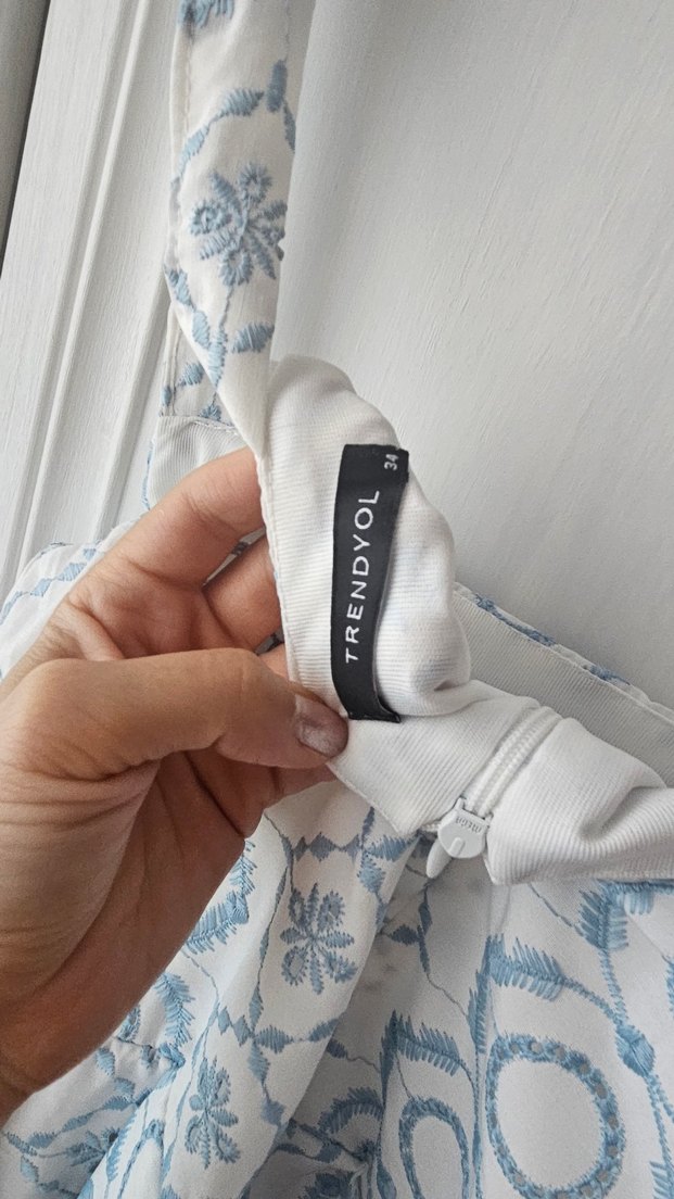 Mavi Gri Bohem Mini Elbise - Görsel 5