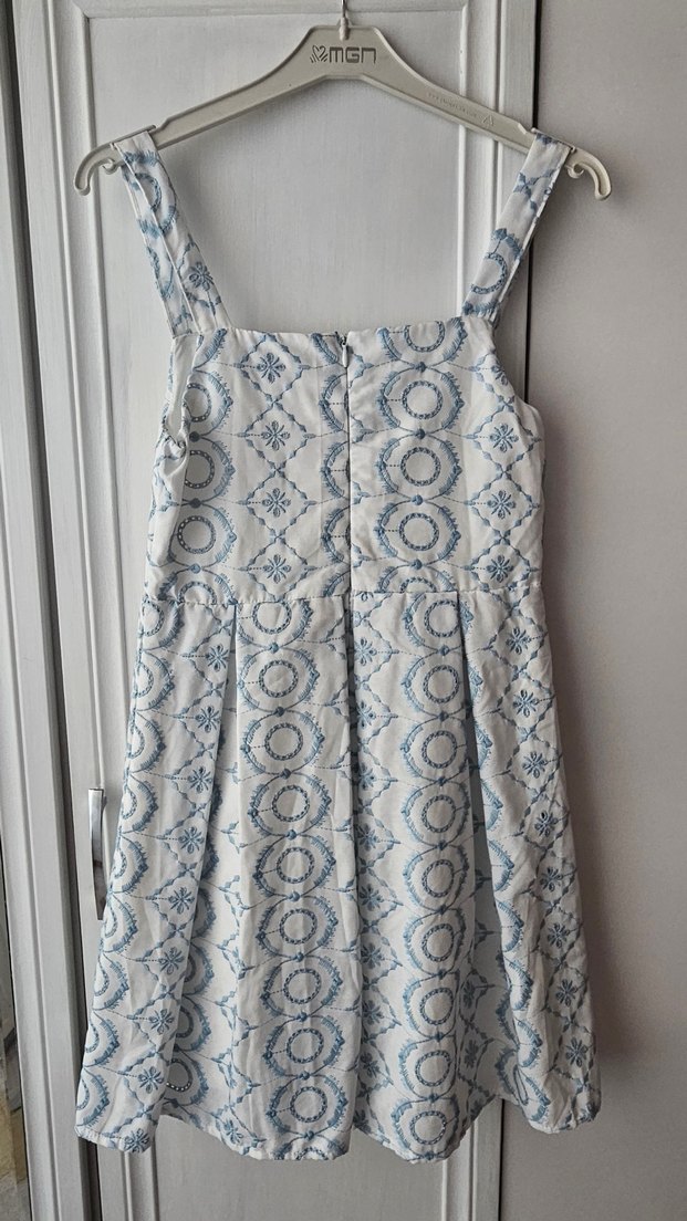 Mavi Gri Bohem Mini Elbise - Görsel 2