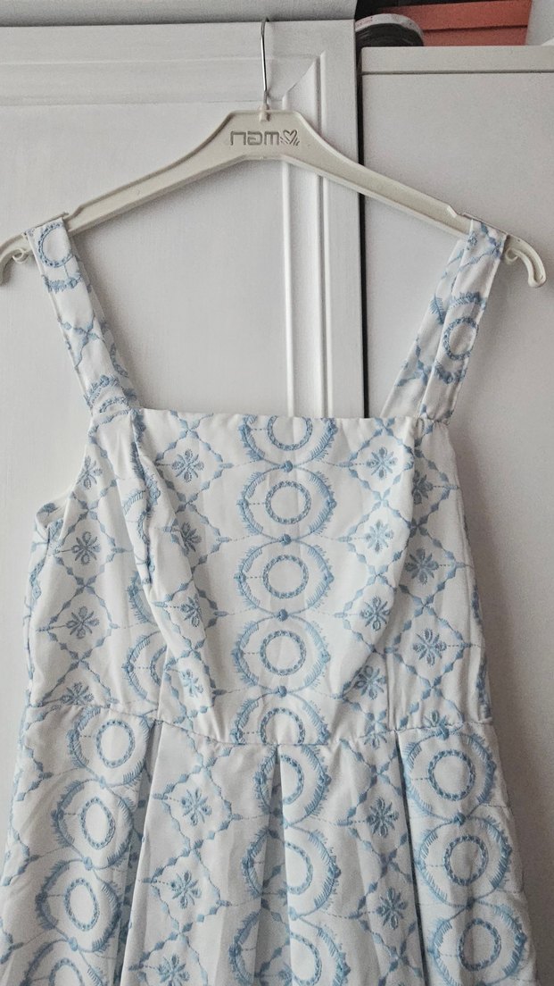 Mavi Gri Bohem Mini Elbise - Görsel 3