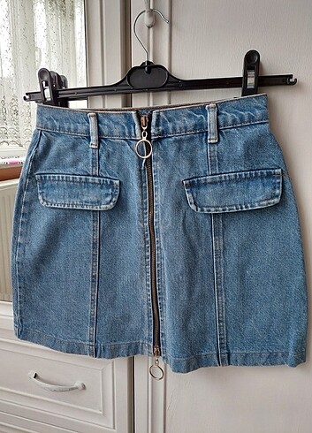 Addax Addax denim fermuarlı etek