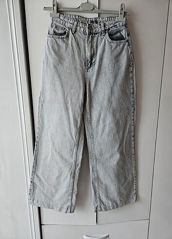 Gri geniş paca jeans 