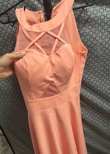 36 Beden Pembe Straplez Midi Elbise
