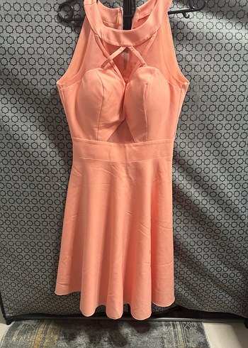 Pembe Straplez Midi Elbise